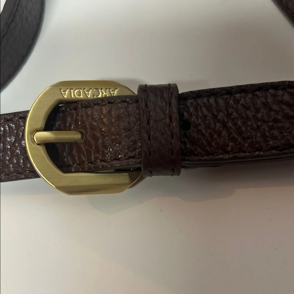 New Arcadia Brown Leather Satchel with Gold Accents - Picture 4 of 9